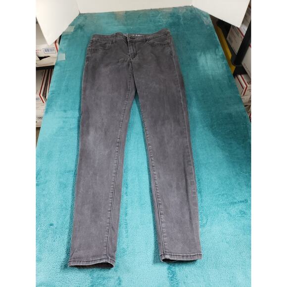 American Eagle Jeans Size 10 Long Womens Black Stretch Pants Mid Rise Jegging - Picture 2 of 13